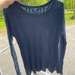 American Eagle Outfitters Blue Crew Neck Sweater with Cable Knit